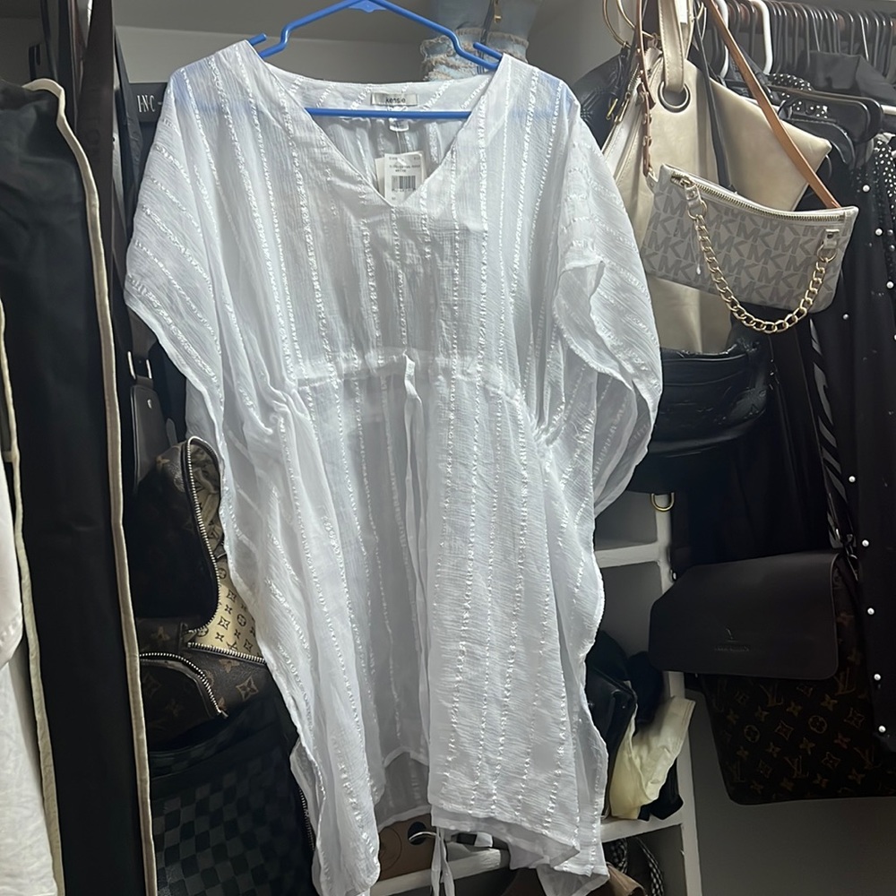White swim suit cover up